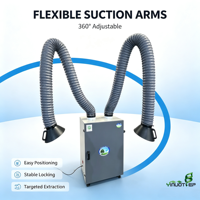 Purificateur de fumée de soudage à double bras 2,2 kW à deux postes, purificateur d'air mobile