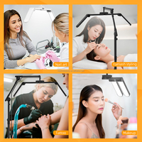 Lampe LED pour extensions de cils demi-lune, rotative à 320 degrés, à commande tactile, avec pince de bureau, pour salon de beauté, vente en gros OEM, lampe pour maquillage et ongles
