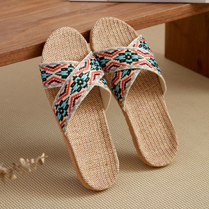 Sandales d'intérieur décontractées en lin pour femmes, antidérapantes, respirantes, déodorantes, tendance, livraison gratuite - Product Image 6