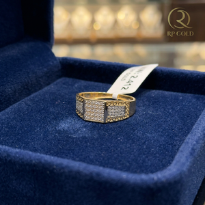 Mens <b>gold</b> <b>ring</b> with multi panel design and diamond studded surface bold modern stylish statement jewelry for men - Product Image 1