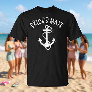 Camiseta para despedida de soltera con diseño de ancla Bride's Mate, color negro, talla mediana - Product Image 3