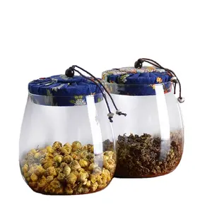 Large Glass Tea Canister Loose Lavender Tea Caddy Airtight Lid Glass Jar Wholesale Jars Glass Flower Tea Storage Tin Suppliers