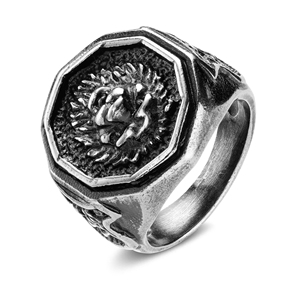 Benutzer definierte Löwenkopf form Herren Druckguss Produktion Edelstahl <span class=keywords><strong>Ring</strong></span> Schmuck Luxuriös 18 Karat vergoldet für Herren - Product Image 3