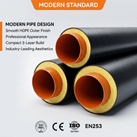 Tuyau en acier préfabriqué isolé thermiquement par mousse de polyuréthane HDPE, enterré directement, DN20-1800mm, pour chauffage
