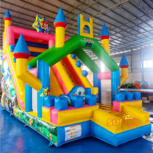 Grand château gonflable combiné pour enfants et adultes, usage commercial extérieur, avec toboggan gonflable pour fêtes - Product Image 1