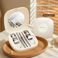 Ensemble de coupe-ongles en acier inoxydable miniature d'usine, 5 pièces, ensemble de manucure, kit de toilettage de voyage pour soins personnels, boîte magnétique blanche