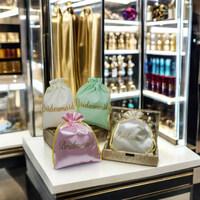Sacs à cordon en satin de soie personnalisés de luxe, petits sacs cadeaux doux au toucher pour les emballages de cadeaux de mariage et de festivals