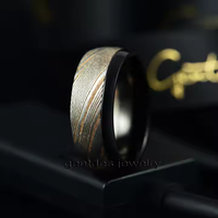 Gentdes Jewelry Bague en or Damas 8mm Bague en titane noir Bagues de mariage pour hommes Bijoux pour hommes Bague en damas bleu