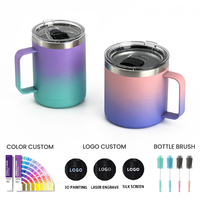 Cadeaux de Noël : Tasse à café avec poignée, gobelet isotherme en acier inoxydable, tasse à thé de bureau avec couvercle coulissant transparent et boîte d'emballage