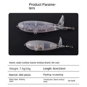 Leurre de pêche flottant à hélice en plastique dur non peint pour la pêche au carpe, 7,5 g/8 cm, 16 g/10 cm, pour la pêche à la traîne - Product Image 3