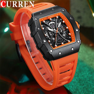 CURREN 8438 Orologi alla Moda <span class=keywords><strong>per</strong></span> Uomo Design a Forma di Botte Quadrante Sportivo Orologio da Polso al Quarzo con Calendario Regalo <span class=keywords><strong>per</strong></span> <span class=keywords><strong>Giovani</strong></span> Uomini - Product Image 4