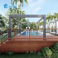 Pergola en aluminium haut de gamme Sweet Home avec toit motorisé pliable à distance, structure extérieure imperméable et éclairage LED intégré