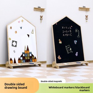 Pizarra Magnética de Doble Cara con Forma de Casa para Niños, Antipolvo, Borrable, con Soporte de <span class=keywords><strong>Madera</strong></span> Maciza, para Uso Doméstico, Educación Temprana para Bebés - Product Image 4
