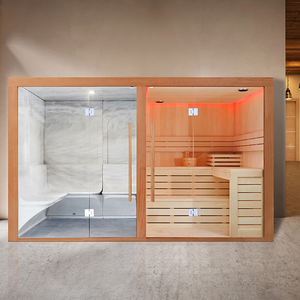 迪拜进口4人豪华室内电脑淋浴房红雪松实木桑拿蒸汽组合湿蒸汽功能 - Product Image 1