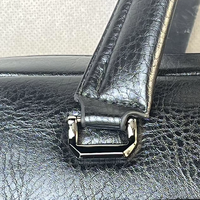 Porte-documents en cuir de vachette à double poche pour homme, sac d'affaires en cuir véritable noir, organiseur de documents, logo personnalisé, OEM ODM Factory