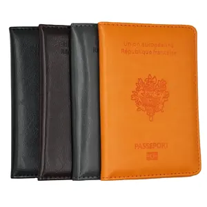 फ्रेंच पासपोर्ट धारक चमड़ा नरम पु चमड़ा पासपोर्ट रक्षक अनुकूलन योग्य स्लिम पीवीसी पारदर्शी चमकदार पासपोर्ट केस