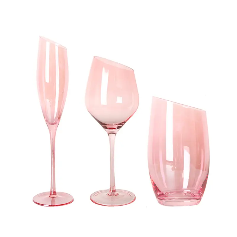 180ml lead-free crystal bevelled clear stemless beer water champagne bevel slanted wine glass with logo
