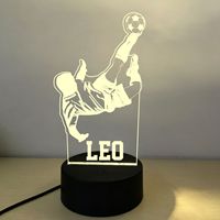 Lampe de nuit LED 3D personnalisée avec nom de joueur de football, 7 couleurs, alimentation par piles ou USB, cadeau personnalisé
