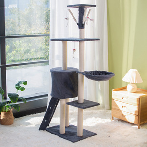 Grand arbre à chat <span class=keywords><strong>de</strong></span> luxe gris tour pour chat avec griffoir naturel lit pour animal <span class=keywords><strong>de</strong></span> compagnie et ensemble <span class=keywords><strong>de</strong></span> meubles pour maison <span class=keywords><strong>de</strong></span> chat grimpant emballage - Product Image 4