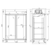 Réfrigérateur vertical de style européen à double porte vitrée