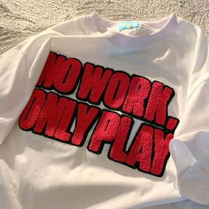 コットンカスタムシェニール刺繍入りTシャツメンズTシャツロゴ入りカスタムロゴプリントプラスサイズユニセックスOネック - Product Image 3