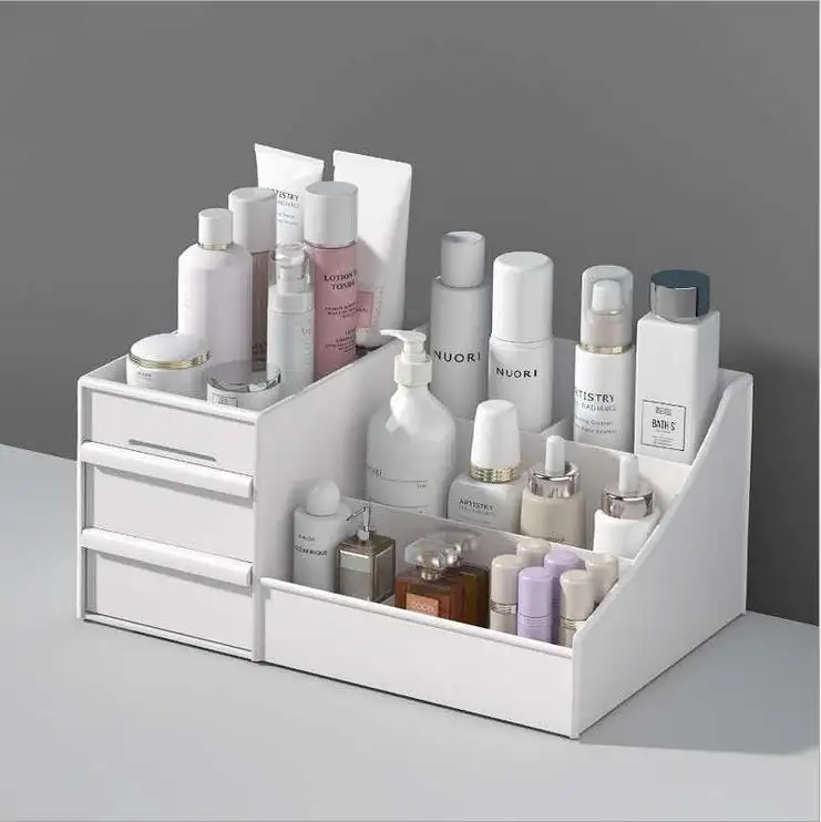 2020 capacidad cosmética caja de almacenamiento de cajón organizador de maquillaje tocador de cuidado de la piel de la casa contenedor teléfono móvil artículos