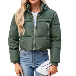 SOLID INTERNATIONAL Women's Green <b>Puffer</b> <b>Jacket</b> Regular Length Zipper Closure Stand Collar Casual Style Eco-Friendly Thick 70% - Product Image 3