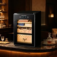Humidor Électrique Intelligent avec Contrôle WiFi, Verrouillage par Empreinte Digitale, Plateau en Bois de Cèdre, Cycle de Refroidissement par Compresseur et Ventilation Forçée