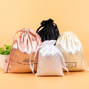 Toptan özel baskılı saten ayakkabı çantası İpli özel toz ayakkabı kapağı ile saten büzgülü çanta büyük - Product Image 1