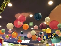 LUCKY Gros Lanternes en Papier Personnalisées Impression Chinoises Suspendues Rondes Colorées Lampes en Papier Circulaires Pliables