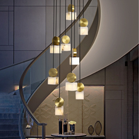Lustre LED de luxe tout en cuivre, nouveau style chinois, villa duplex, escalier, espace ouvert, éclairage de salon, importé du Moyen-Orient
