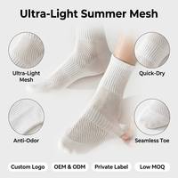 Chaussettes de sport pour hommes en coton respirant sans couture, anti-bactériennes, anti-odeurs, à séchage rapide, fines, en maille, avec logo personnalisé OEKO Tex100
