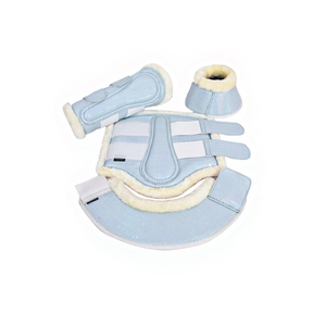 Botas Protectoras para Caballos TECHIFY, Color Azul Claro, Forradas de Felpa, Juego de Color Sólido para Protección de Patas - Product Image 1
