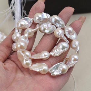 ไข่มุกน้ำจืดธรรมชาติ ยาว 40 ซม. สำหรับงาน DIY รูปทรงหางปลา ขนาดใหญ่ สีสันสดใส ประกายเงางาม รูปทรงไม่สม่ำเสมอ ไข่มุกแบบร้อยเส้น - Product Image 2