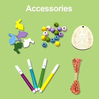Kit de collier en bois à peindre soi-même, lapin de Pâques et œuf, avec perles en bois et marqueurs de peinture, jouet artistique pour enfants, cadeau de fête de Pâques
