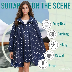 Poncho Impermeable Personalizado para <span class=keywords><strong>Mujer</strong></span>, Ponchos de Lluvia con Cremallera, Impermeable Plegable para <span class=keywords><strong>Mujer</strong></span>, para Caminar al Aire Libre, Ciclismo, Festivales - Product Image 2