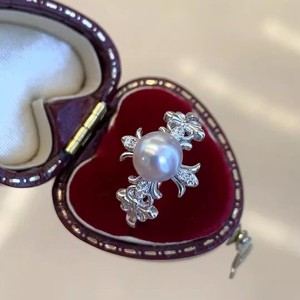 10675 DIY <b>Pearl</b> Accessories Trendy S925 Silver <b>Ring</b> with Fish Tail Holder 7-9mm Round Beads Inlay Setting - Product Image 2