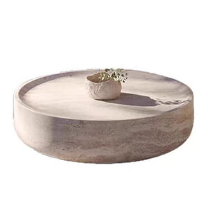 Mesa redonda de diseño moderno y lujoso, muebles para decoración del hogar, mesa de centro de color travertino de mármol para sala de estar - Product Image 4