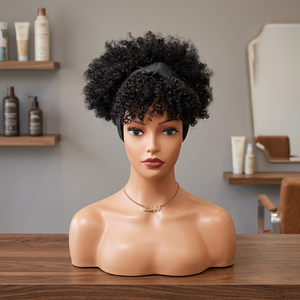 Letsfly Wholesale 21$ Perruques bandeau courtes bouclées afro crépues volumineuses avec frange en cheveux naturels - Product Image 1