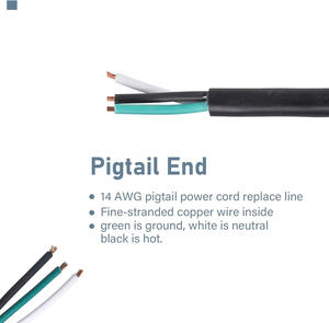 2-पैक 9 फीट <span class=keywords><strong>14</strong></span>/3c sjtw उपकरण और पावर टूल कॉर्ड, <span class=keywords><strong>14</strong></span> गेज 3 प्रोंग भारी शुल्क प्रतिस्थापन बिजली आपूर्ति कॉर्ड केबल - Product Image 5