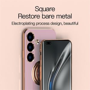 Funda de teléfono de TPU galvanizada de lujo con soporte de anillo de Metal funda de teléfono móvil para Samsung <span class=keywords><strong>Galaxy</strong></span> S25 Ultra S24 FE A16 A06 A55 - Product Image 4