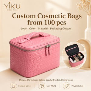 Yiku Trousse de Toilette en Cuir Véritable Motif Croco Style Vintage de Luxe pour Femme, Organisateur de Voyage Portable pour Cosmétiques et Maquillage - Product Image 1