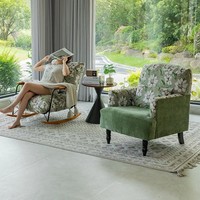 Fauteuil-canapé moderne multifonctionnel pour salon, chambre, bureau à domicile, loisirs, avec revêtement en lin jacquard français et structure en bois massif