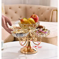 Licht luxe Scandinavische glazen meerlaagse fruitplank, gedroogd fruit vijf-vakjes schaal voor huishoudelijk gebruik in de woonkamer, licht luxe dienblad