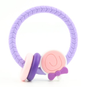 Cầu Vồng Silicone bé mọc răng vòng macrame đồ chơi mềm với rattle cho Nursery - Product Image 6