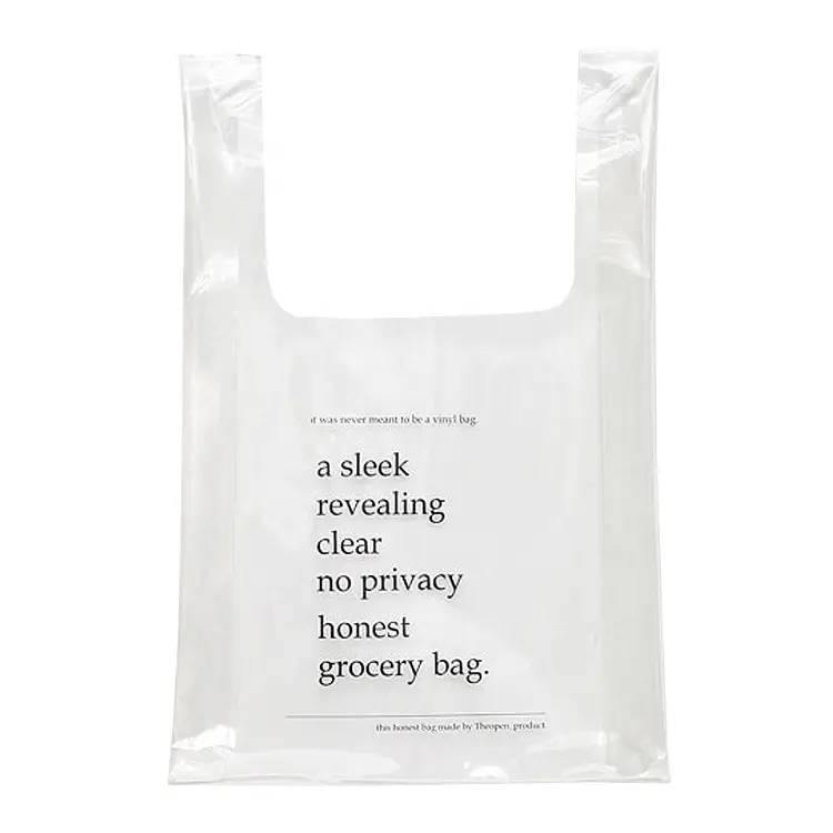 Özel şeffaf şeffaf Ins T-shirt şekil hediye çanta katlanabilir PVC geri dönüşüm kullanımlık plastik Logo ile alışveriş çantası