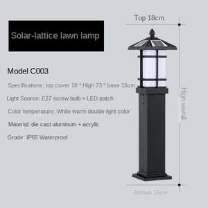 Lampe solaire LED pour pelouse, éclairage extérieur pour jardin, allée, résistante à l'eau IP65, corps en alliage d'aluminium, abat-jour en verre, lumière du jour 5000K - Product Image 3