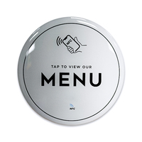 Carte de menu en époxy gris, commande sans contact, menu de table intelligent NFC pour restaurant, autocollant pour plateau, appuyez pour consulter le menu