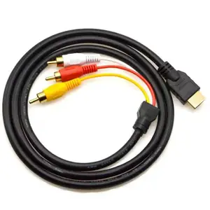 도매 뜨거운 판매 PVC hdmi 남성 3RCA 케이블 AV 복합 남성 케이블 어댑터 송신기 TV DVD