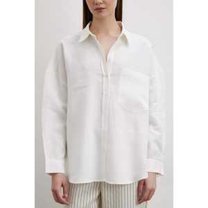 Camisa de Lino para Mujer, Color Crudo, con Botones, Estilo Minimalista para el Día a Día, Tela Sencilla - Product Image 2